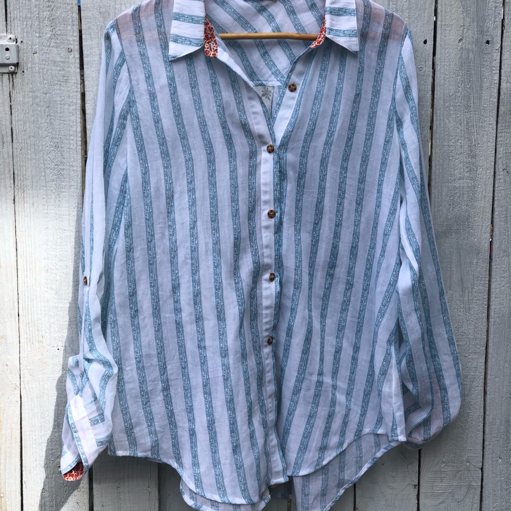 Hem & Thread Flowy Button Down Blouse.